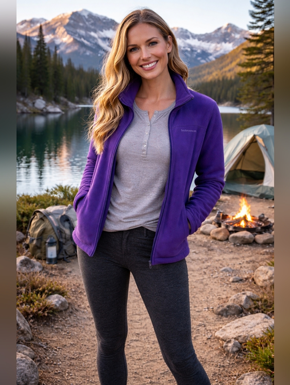 Columbia Women’s Purple Fleece Jacket Size XL Full Zip Outdoor Hiking Coat